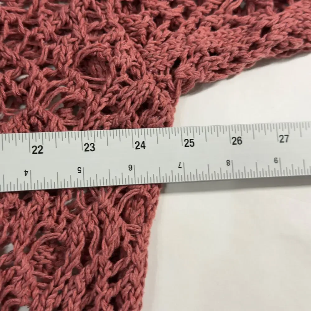 Zara Womens Dusty Rose Crochet Open Knit Hoodie Sweatshirt M NEW Unlined - Picture 9 of 11